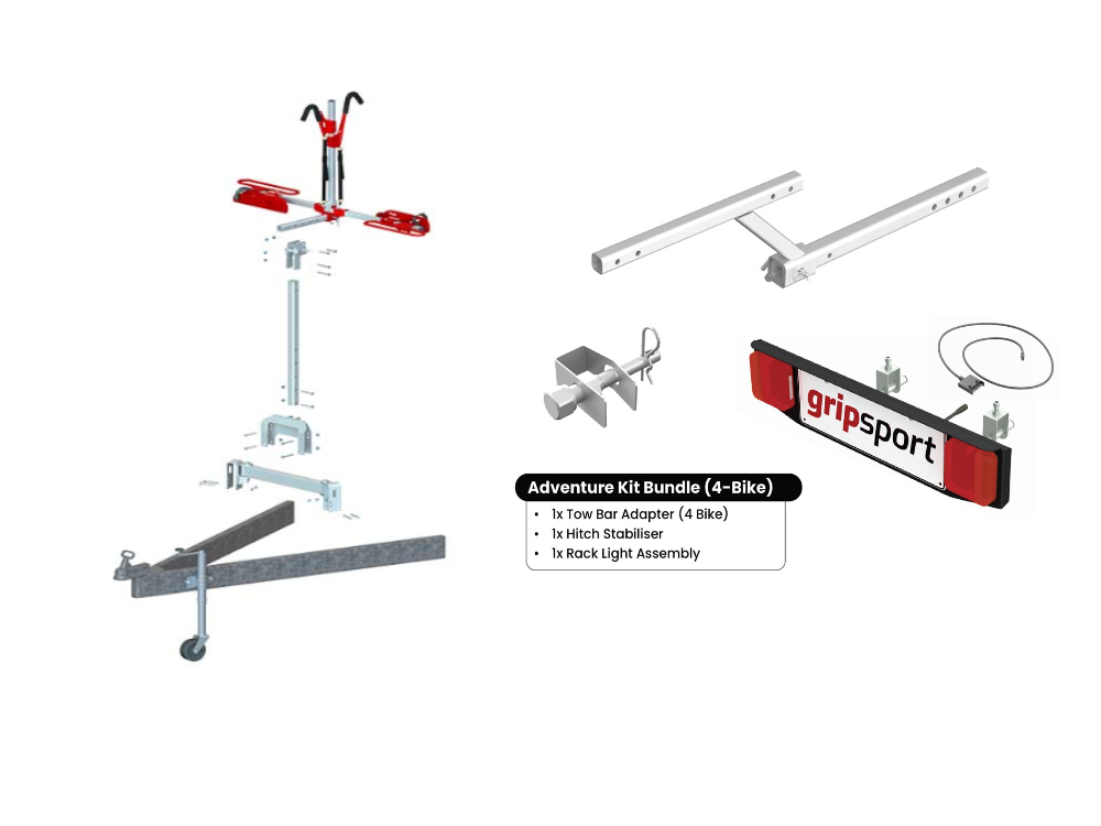 GripSport DIY Van Rack 4 Bike, Bolt on Mount, UCM & Vehicle Conversion Bundle